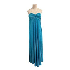 EXPRESS Teal Blue Pleated Strapless Empire Waist Maxi Dress L NWT Contemporary,